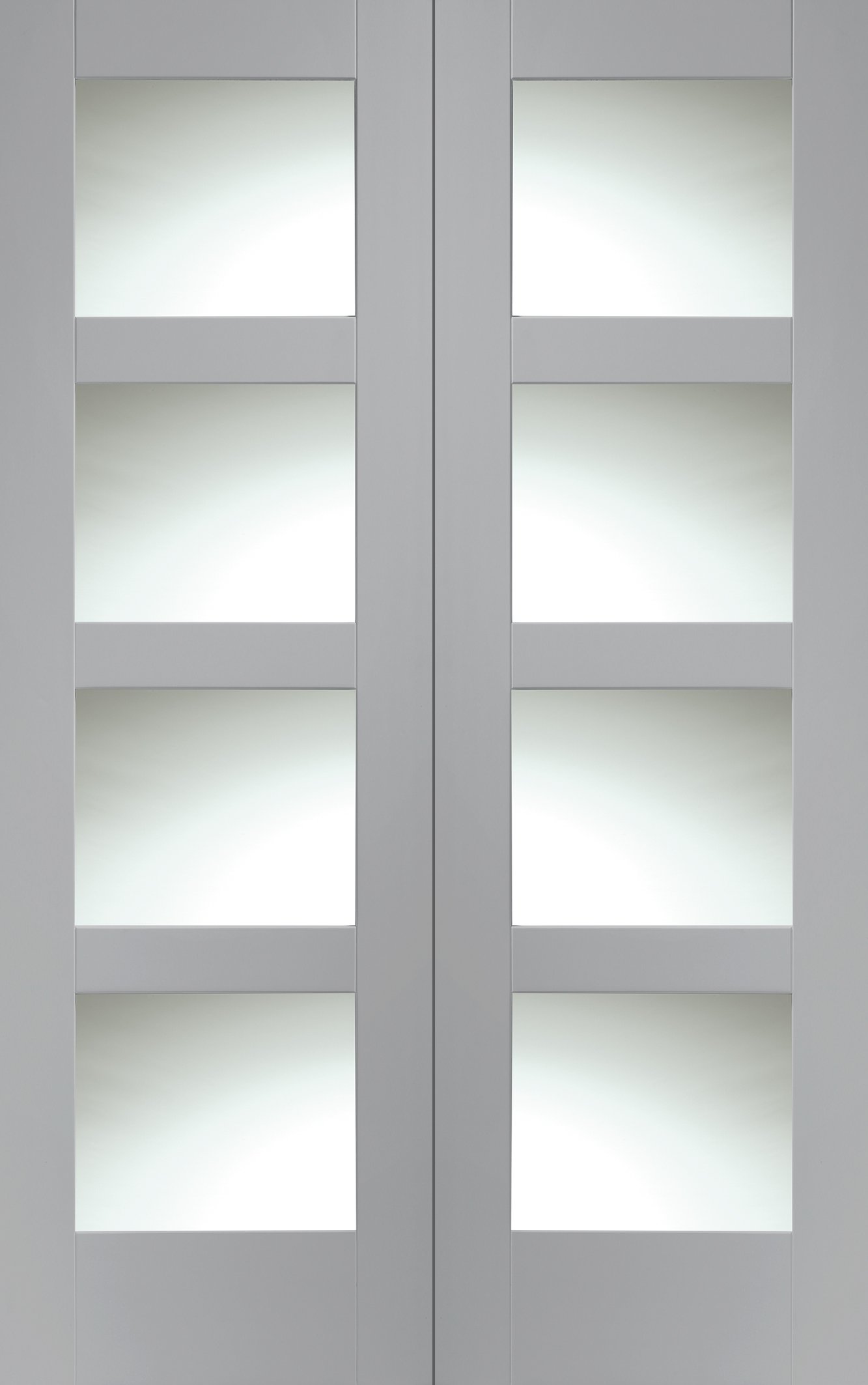 Internal White Primed Shaker Door Pair with Clear Glass – Storm, 1981 x 1524 x 40 mm