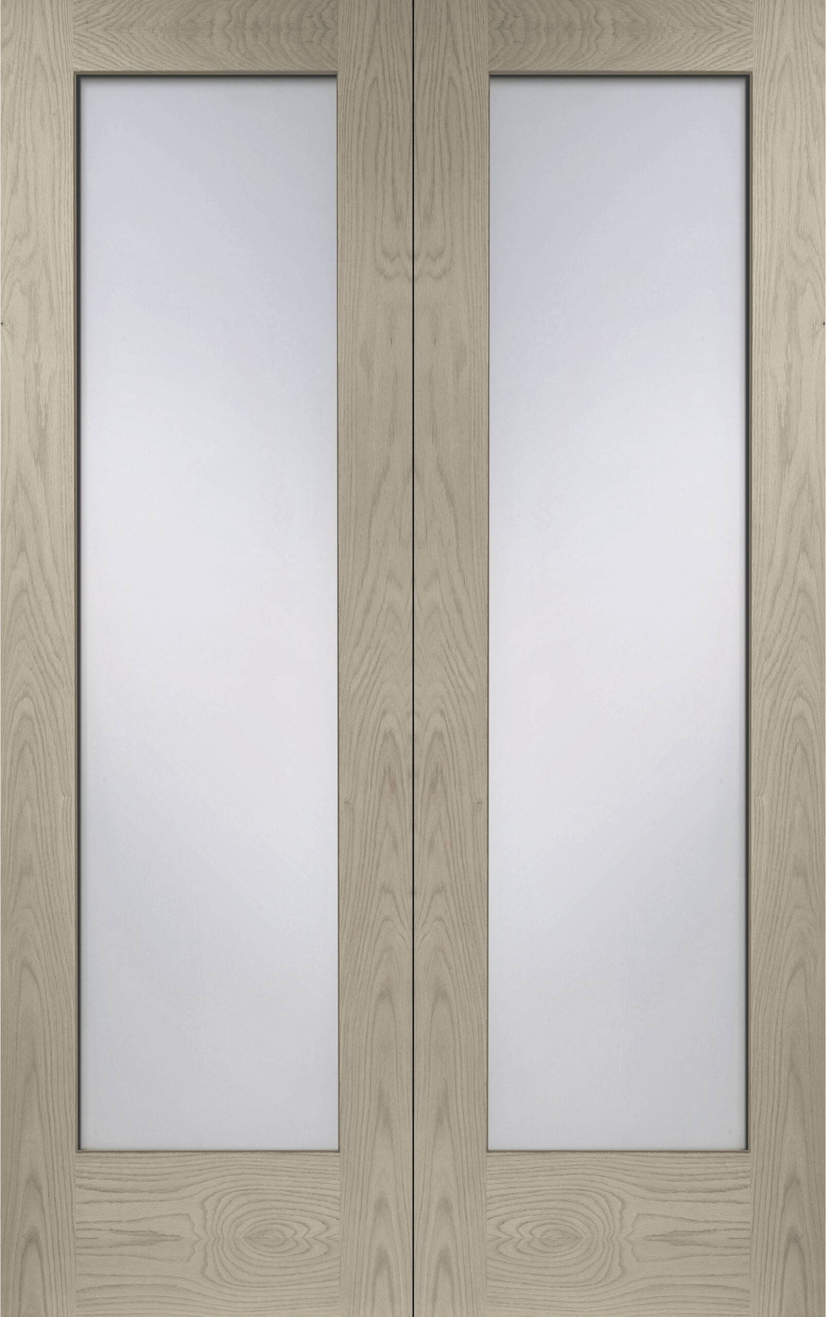 Internal Oak Pattern 10 Door Pair with Obscure Glass – Crema, 1981 x 1168 x 40 mm