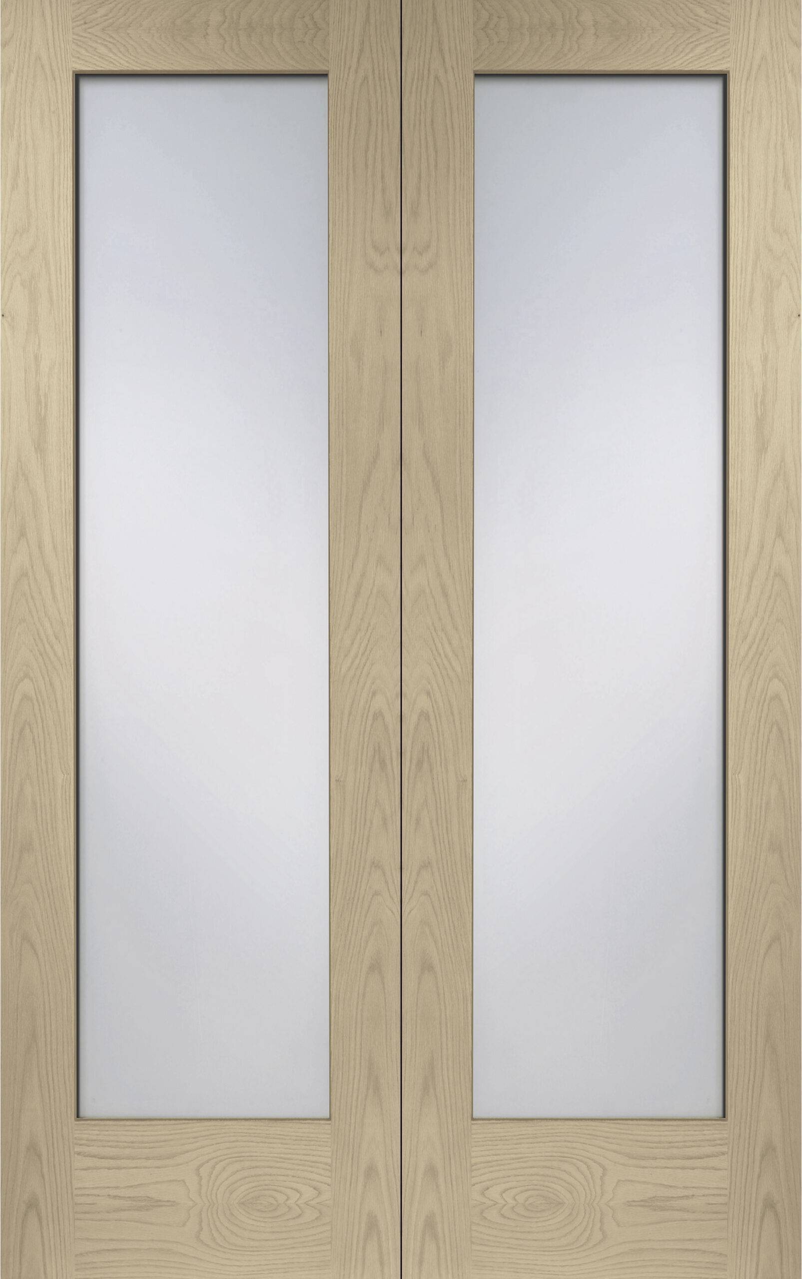 Internal Oak Pattern 10 Door Pair with Obscure Glass – Latte, 1981 x 1524 x 40 mm