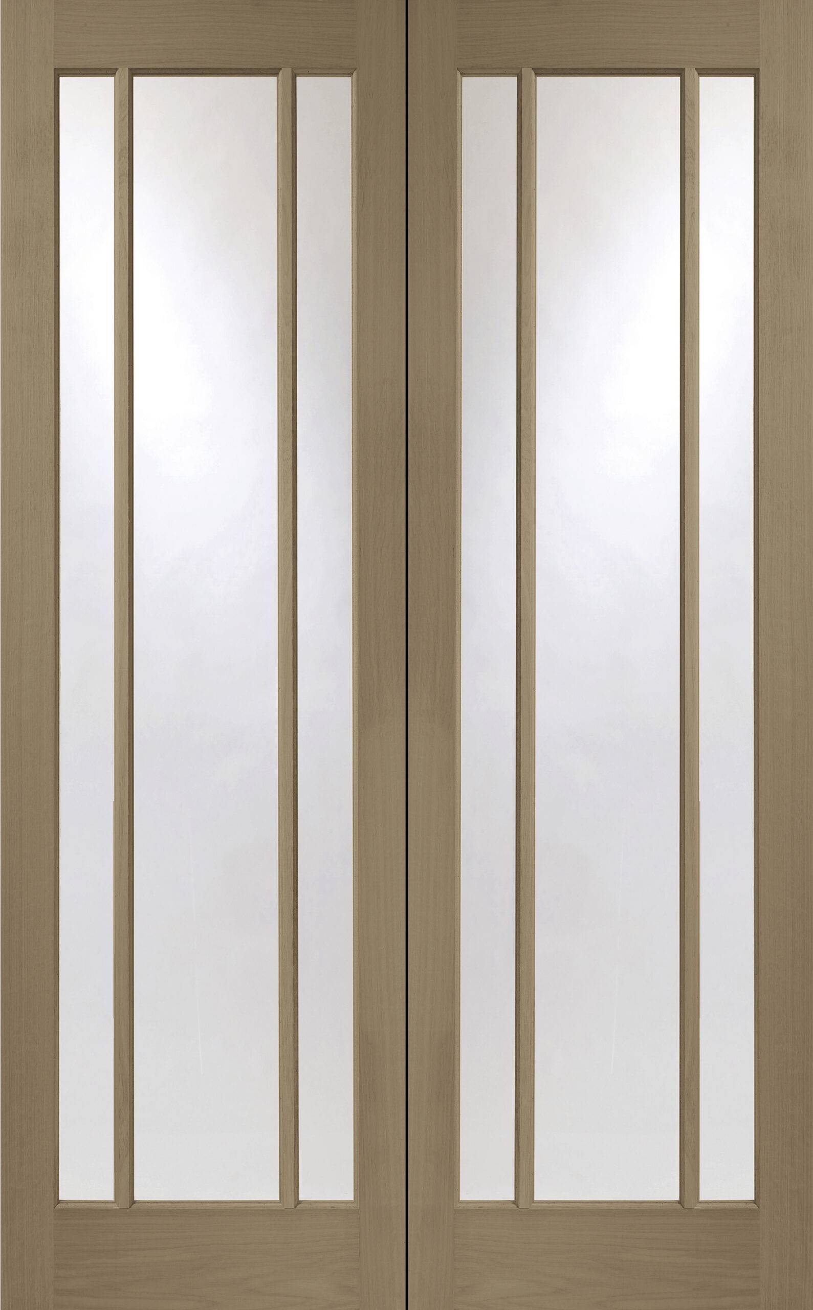 Internal Oak Worcester Pair with Clear Glass – Cappuccino, 1981 x 1168 x 40 mm