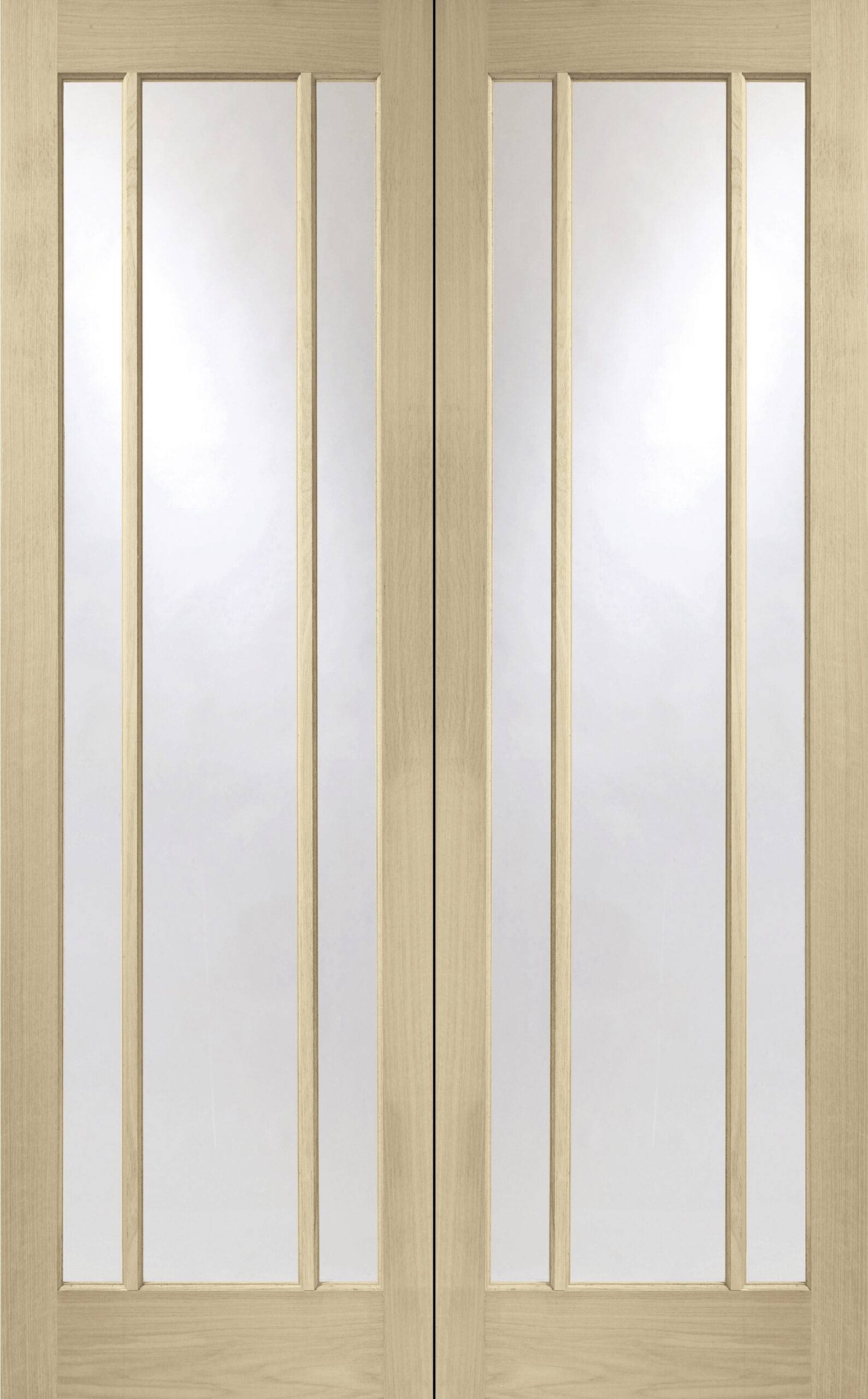 Internal Oak Worcester Pair with Clear Glass – Latte, 1981 x 1220 x 40 mm
