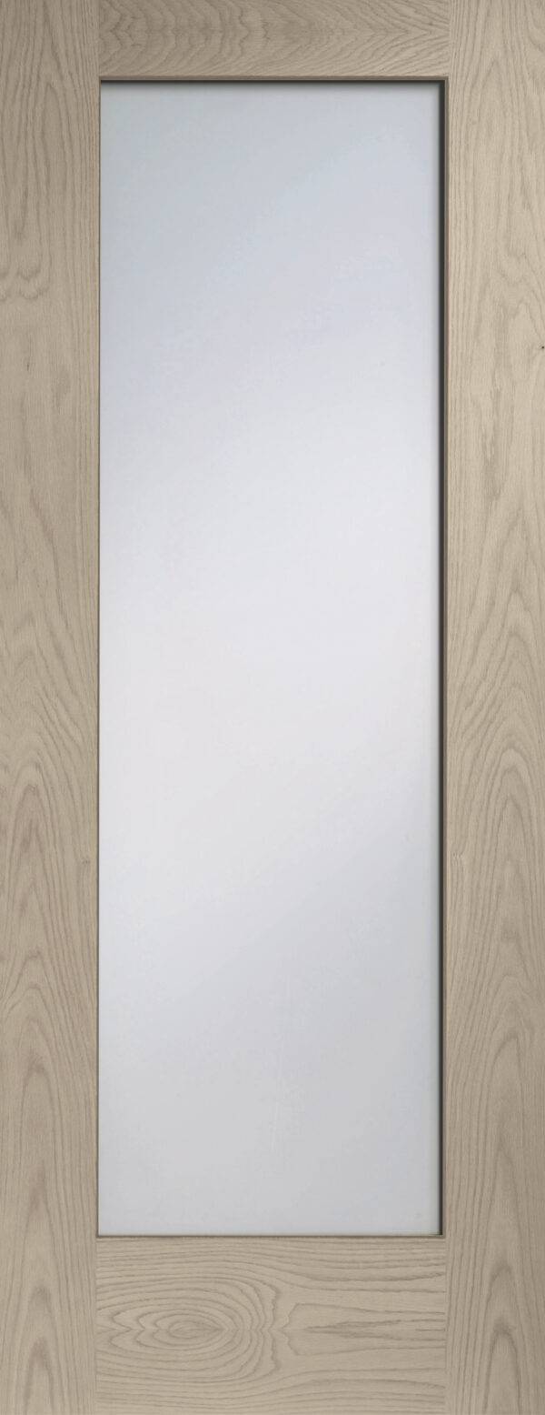 Internal Oak Pattern 10 with Clear Glass Fire Door Stained in Crema