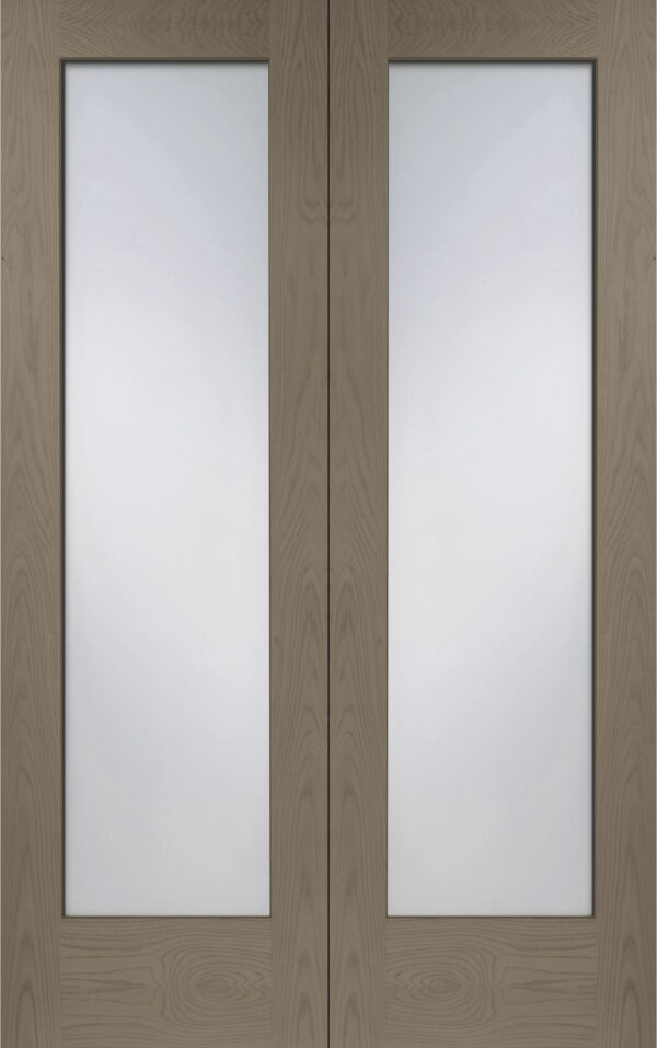 Internal Oak Pattern 10 Door Pair with Clear Glass - Image 5