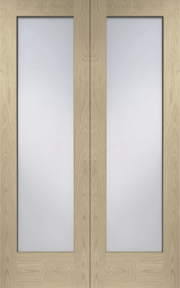 Internal Oak Pattern 10 Door Pair with Clear Glass - Image 6