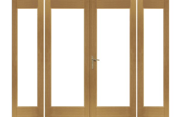 La Porte French Door in Pre-Finished External Oak Includes Sidelight Frame (Brass Hardware) - Image 5