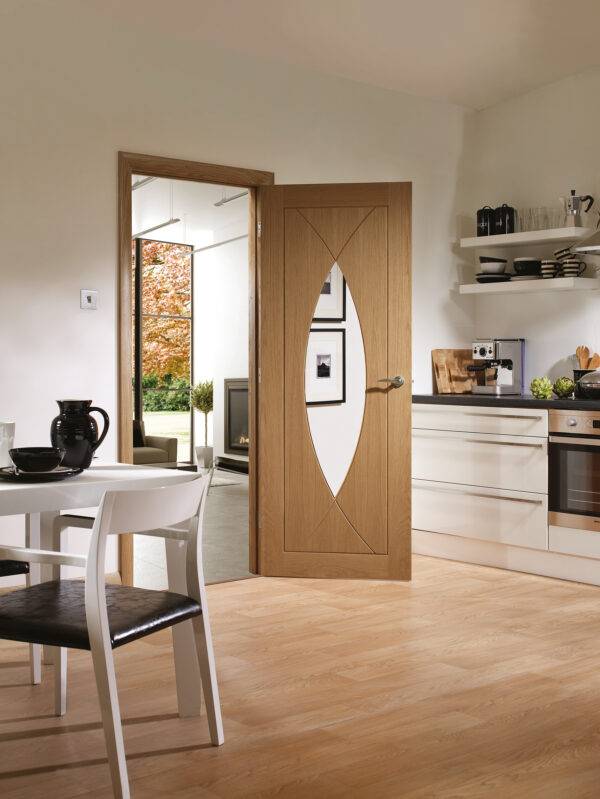 Internal Oak Pesaro with Clear Glass Fire Door - Image 3