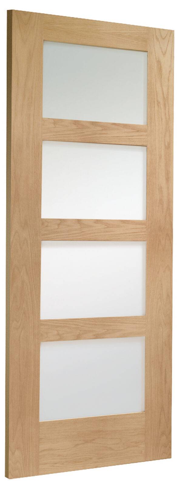 Internal Oak Shaker 4 Panel Door with Clear Glass - Image 2