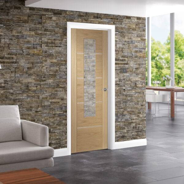Internal Oak Pre-Finished Portici Door with Mirror - Image 3