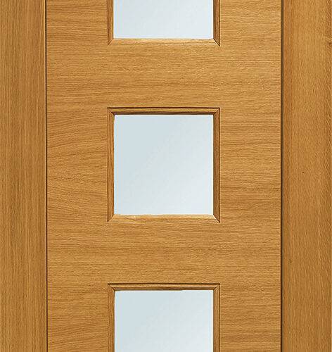 Pre-Finished Ext Oak Double Glazed Turin Door with Obscure Glass