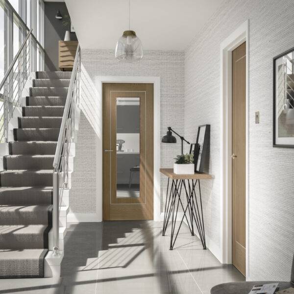 Internal Oak Pre-Finished Varese Door with Clear Glass - Image 3