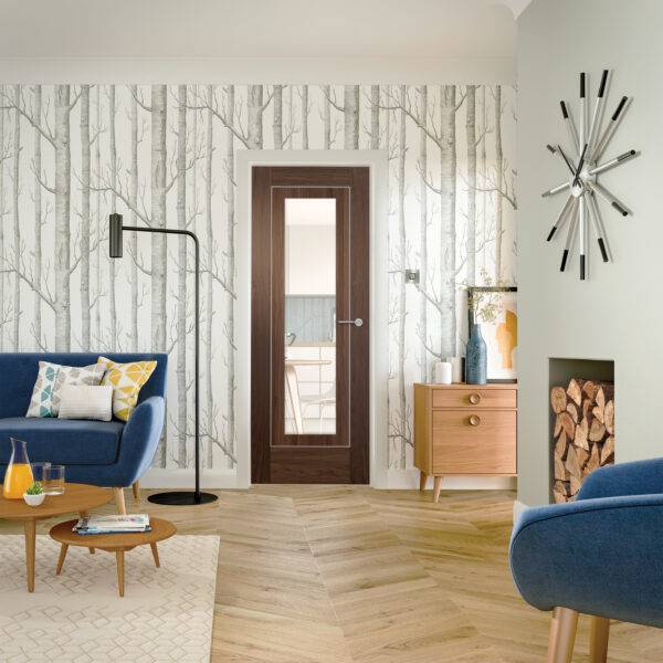 Internal Walnut Pre-Finished Varese Door with Clear Glass - Image 3
