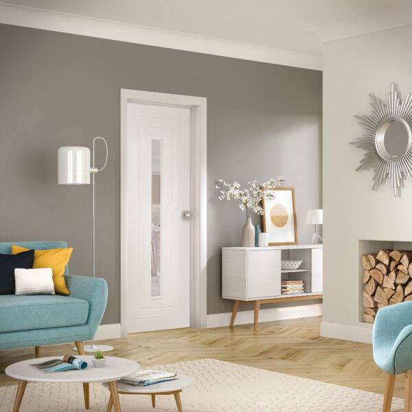 Pre-Finished Internal White Potenza Door with Clear Glass - Image 3
