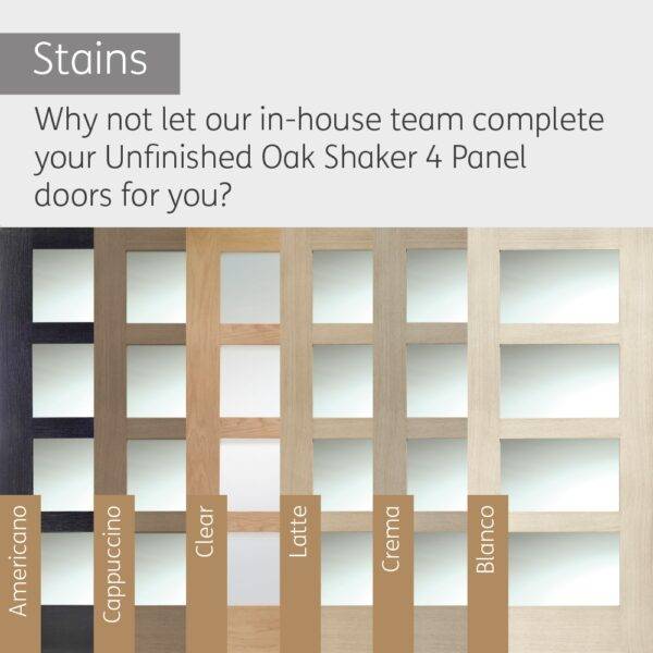 Internal Oak Shaker 4 Panel Door with Clear Glass - Image 5
