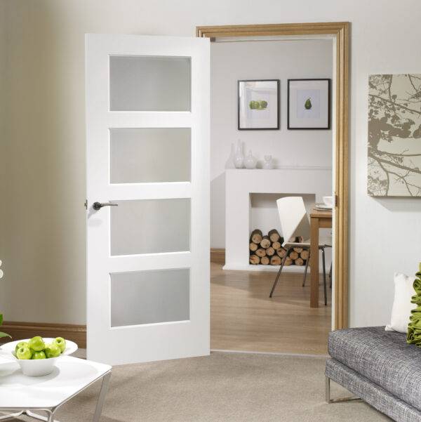 Pre-Finished Internal White Severo Door with Clear Bevelled Glass - Image 3