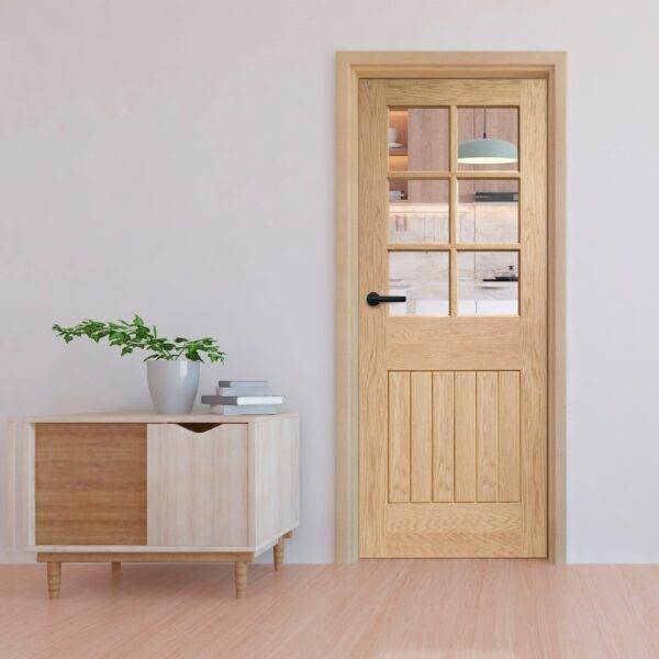 Internal Oak Suffolk 6 Light With Clear Bevelled Glass - Image 3
